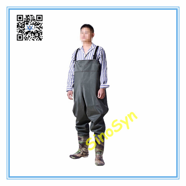 FQ1729 PVC Safty Chest/ Waist Wader Pants Protective Working Fishery Men Boots--Olive